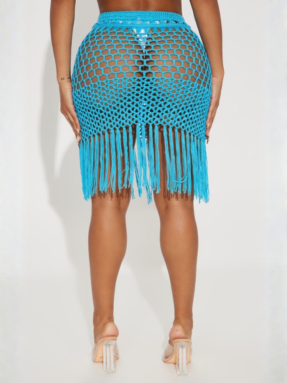Fashion Nova Lucy Crochet Cover Up Skirt in Blue - Picture 3 of 4